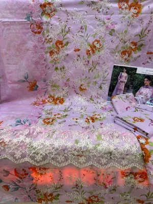 Swizz Lawn Embroidered & Lace Work 3-Piece Set